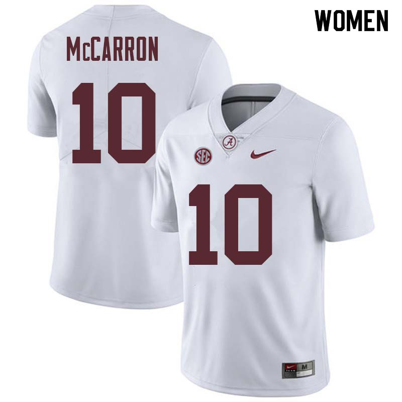 Alabama Crimson Tide Women's AJ McCarron #10 White NCAA Nike Authentic Stitched College Football Jersey PK16P15NB